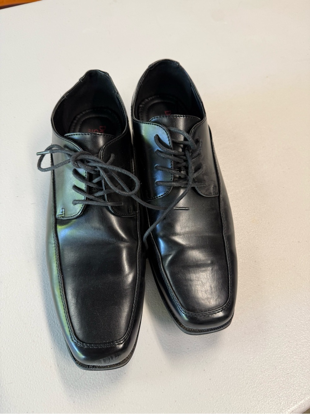 Dexter Black Leather Lace-Up Square-Toe Oxfords